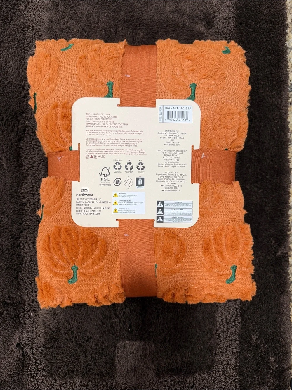 Embroidered Faux Fur Pumpkin Throw